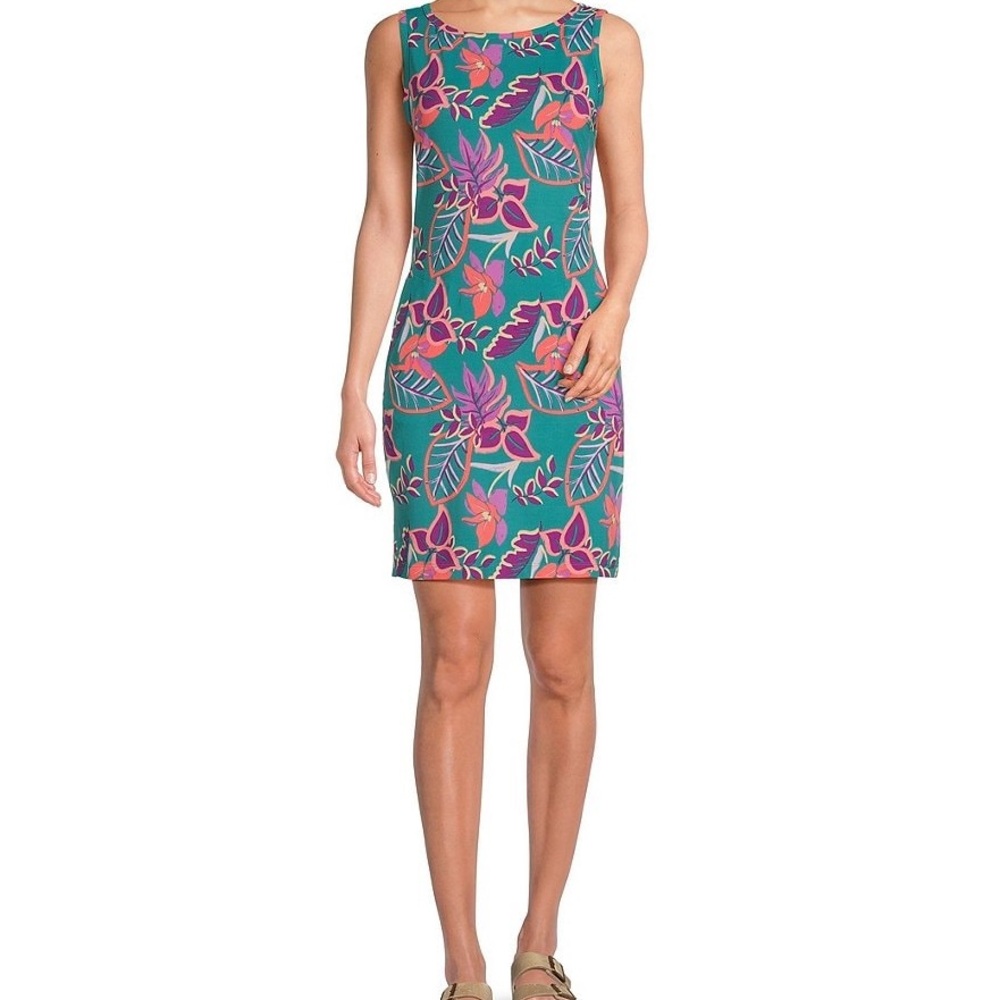 NWT Women's Chill River Printed Crew Neck Sleeveless Shift Dress XL